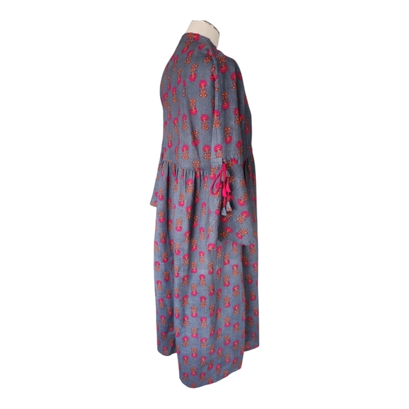 Long Sleeve Floral Linenblend Maxi Dress - Picture 3 of 8